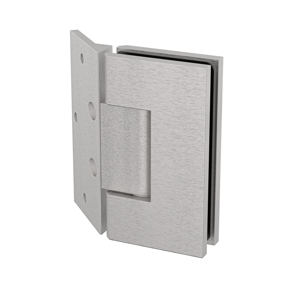 Boston Heavy Duty LARGE Wall to Glass Hinges with 135 Degree Type Mounting Plate-Satin Nickel