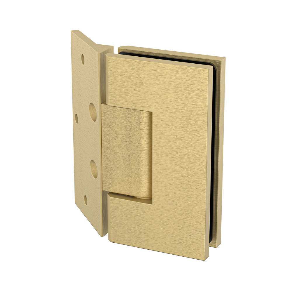 Boston Heavy Duty LARGE  Wall to Glass Hinges with 135 Degree Type Mounting Plate-Soft Gold Brushed