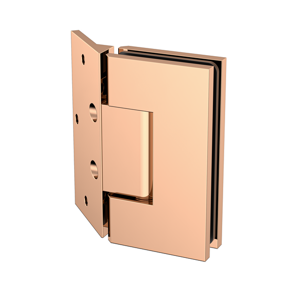 Boston Heavy Duty Large Wall to Glass Hinges with 135 Degree Type Mounting Plate- Polished Rose Gold