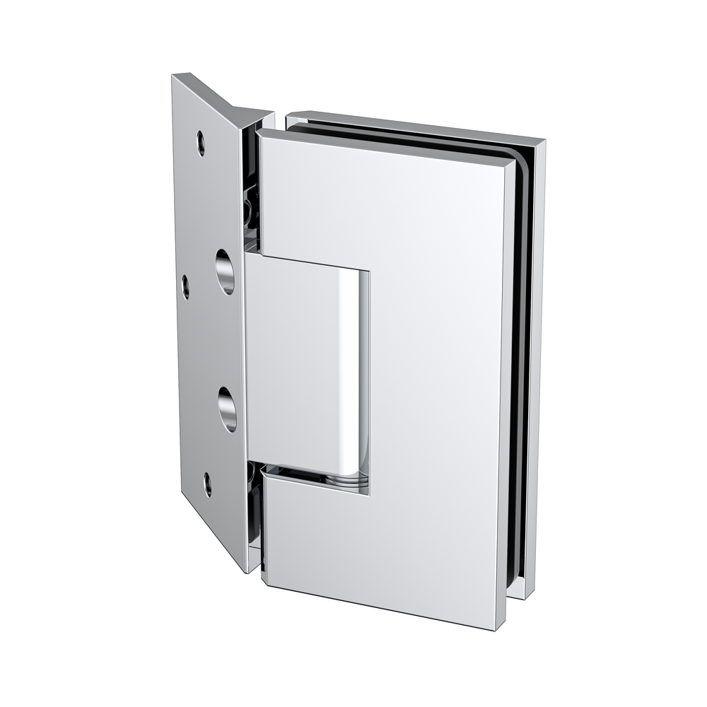 Boston Heavy Duty LARGE Wall to Glass Hinges with 135 Degree Type Mounting Plate- Polished Chrome
