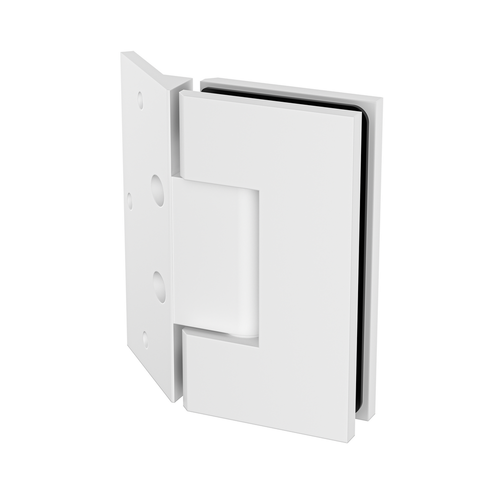 Boston Heavy Duty Large Wall to Glass Hinges with 135 Degree Type Mounting Plate - White