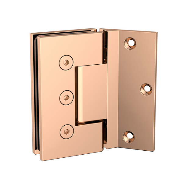 Boston Heavy Duty Large Wall to Glass Hinges with 135 Degree Type Mounting Plate- Polished Rose Gold