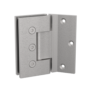Boston Heavy Duty LARGE Wall to Glass Hinges with 135 Degree Type Mounting Plate-Satin Nickel