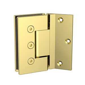 Boston Heavy Duty large Wall to Glass Hinges with 135 Degree Type Mounting Plate-Polished Gold