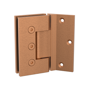 Boston Heavy Duty LARGE Wall to Glass Hinges with 135 Degree Type Mounting Plate- Brushed Rose Gold