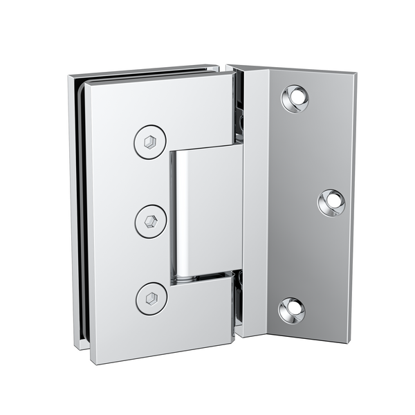 Boston Heavy Duty LARGE Wall to Glass Hinges with 135 Degree Type Mounting Plate- Polished Chrome