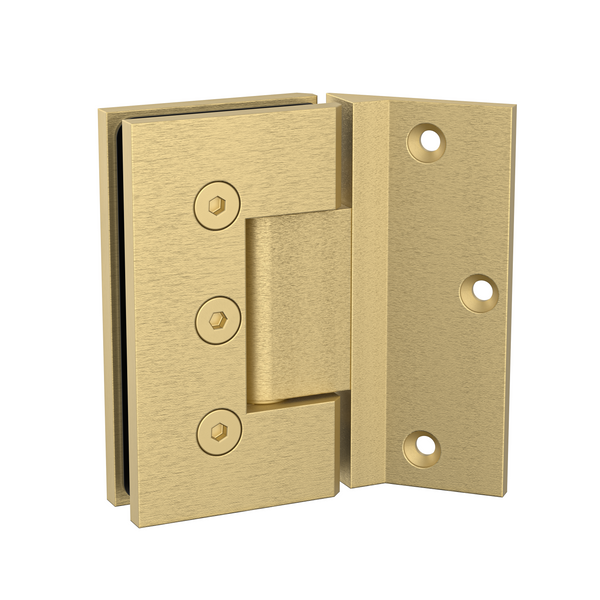 Boston Heavy Duty LARGE  Wall to Glass Hinges with 135 Degree Type Mounting Plate-Soft Gold Brushed