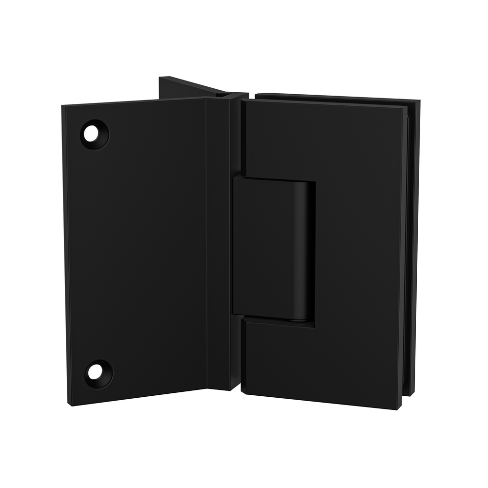 Boston Heavy Duty Large Wall to Glass Hinge with Corner type Mounting Plate - Matte Black