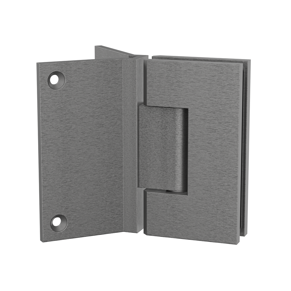 Boston Heavy Duty Large Wall to Glass Hinge with Corner type Mounting Plate- Brushed Gun Metal