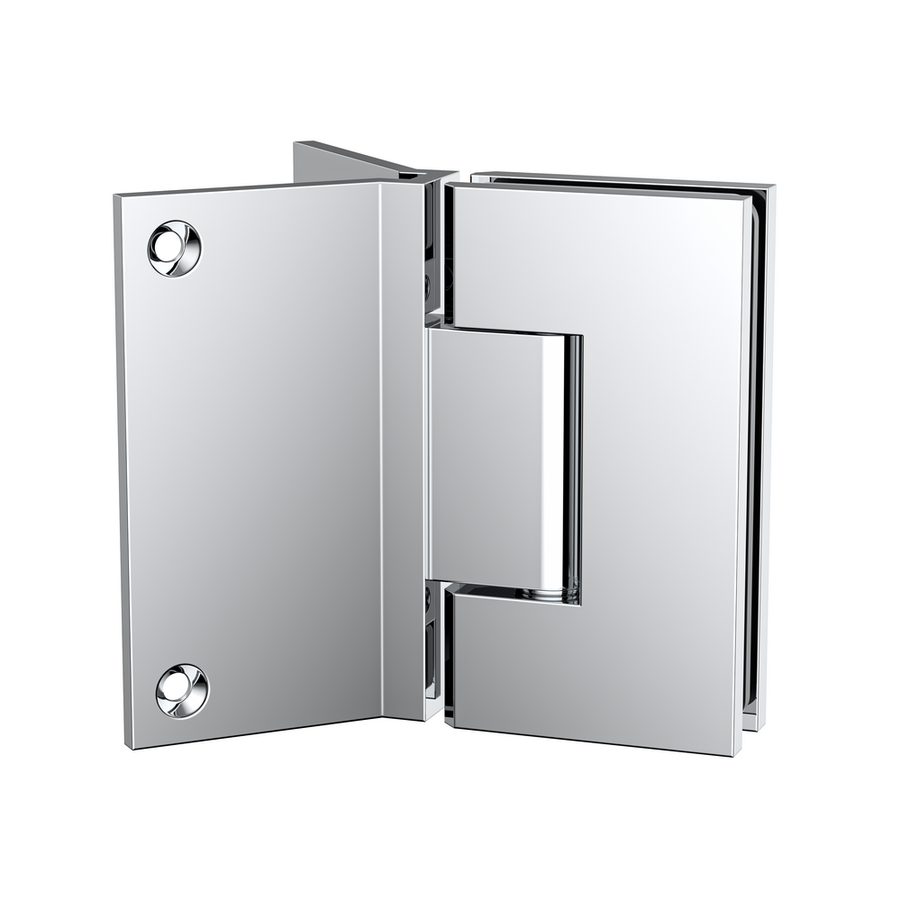 Boston Heavy Duty Large Wall to Glass Hinge with Corner type Mounting Plate - Polished Chrome