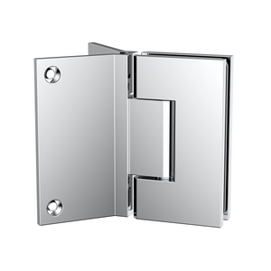 Boston Heavy Duty Large Wall to Glass Hinge with Corner type Mounting Plate - Polished Chrome