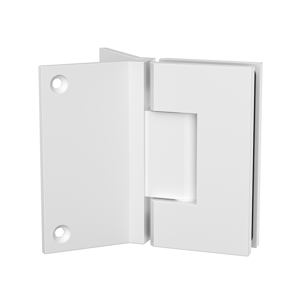 Boston Heavy Duty Large Wall to Glass Hinge with Corner type Mounting Plate -White