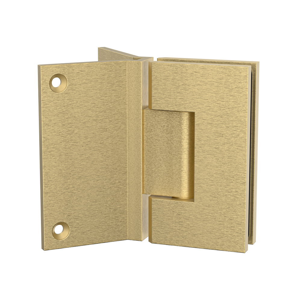 Boston Heavy Duty Large Wall to Glass Hinge with Corner type Mounting Plate-Soft Gold Brushed