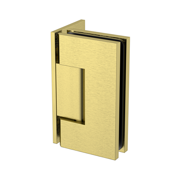 Boston Heavy Duty Large Wall to Glass Hinge with L Type Mounting Plate - Brushed Brass