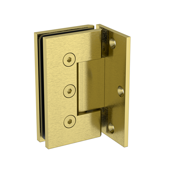 Boston Heavy Duty Large Wall to Glass Hinge with L Type Mounting Plate - Raw Brushed Brass