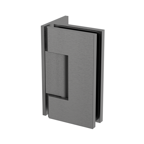 Boston Heavy Duty Large Wall to Glass Hinge with L Type Mounting Plate - Brushed Gun Metal