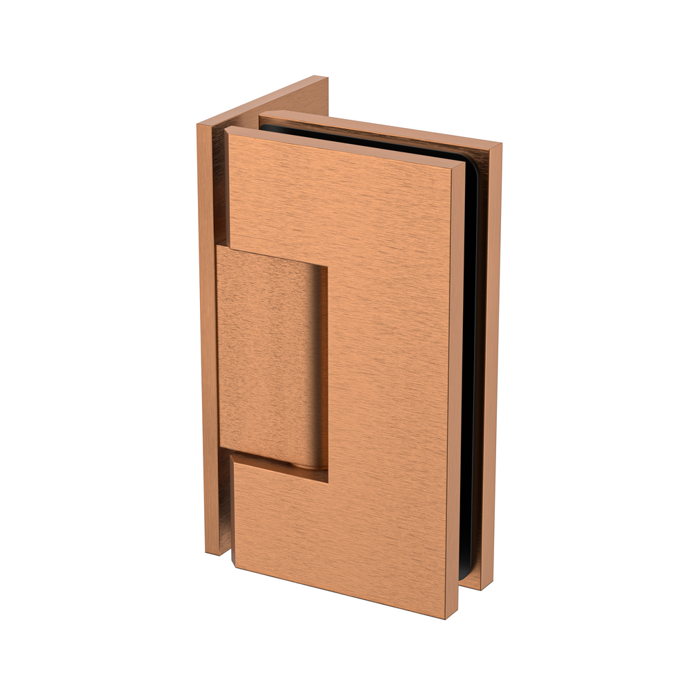 Boston Heavy Duty Large Wall to Glass Hinge with L Type Mounting Plate - Brushed Rose Gold