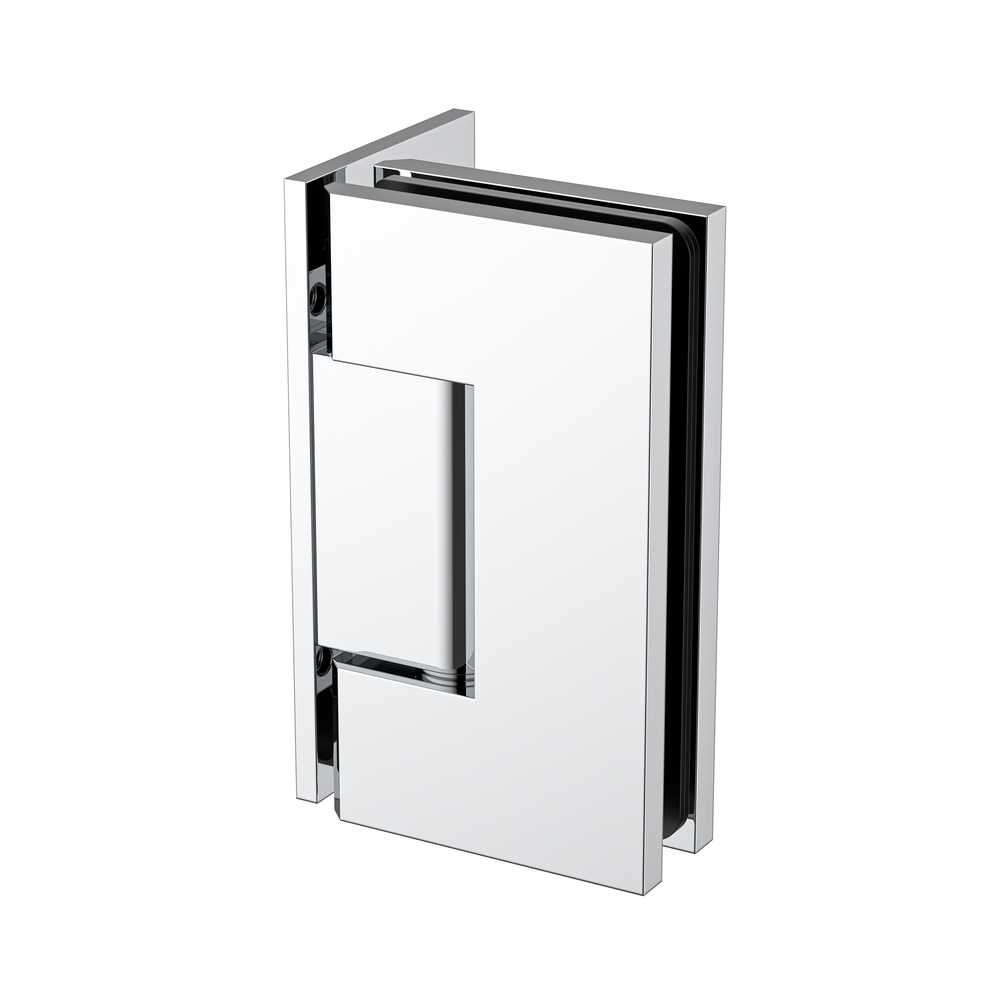 Boston Heavy Duty Large Wall to Glass Hinge with L Type Mounting Plate - Polished Chrome