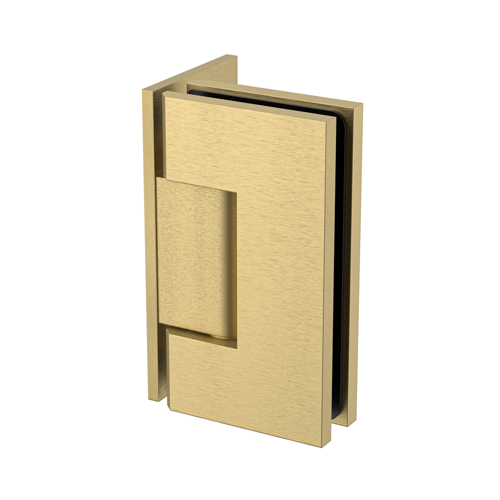 Boston Heavy Duty Large Wall to Glass Hinge with L Type Mounting Plate Soft Gold Brushed