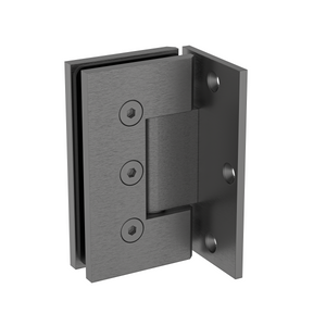 Boston Heavy Duty Large Wall to Glass Hinge with L Type Mounting Plate - Brushed Gun Metal