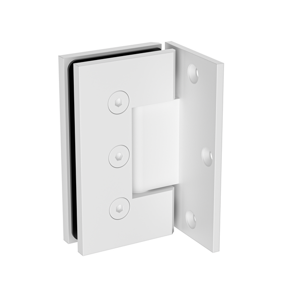 Boston Heavy Duty Large Wall to Glass Hinge with L Type Mounting Plate - White
