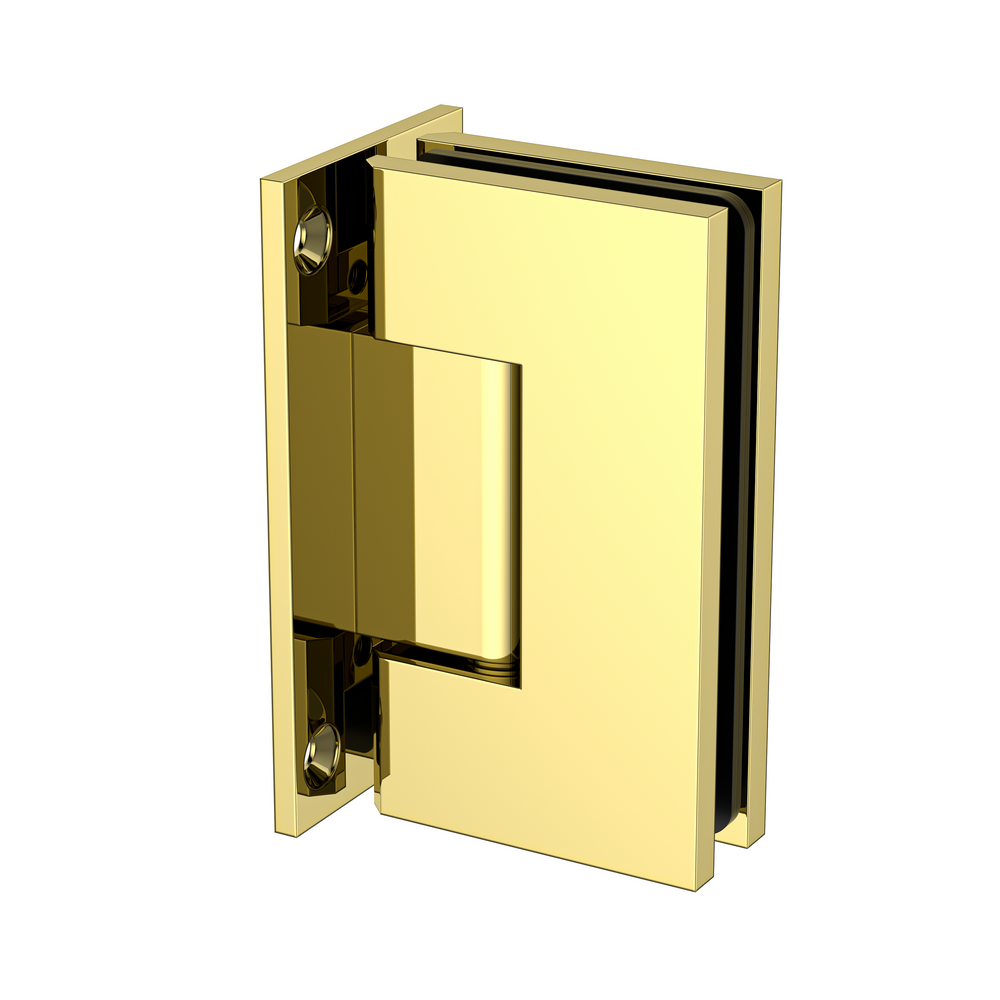 Boston Heavy Duty Large Wall to Glass Hinge with T Type Mounting Plate -Polished Gold