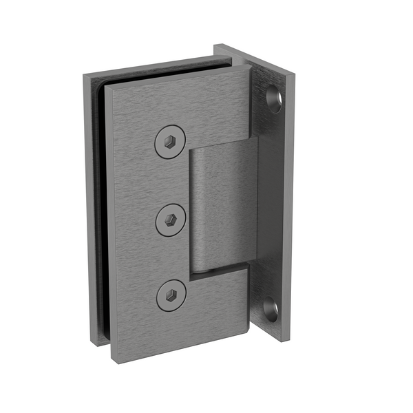 Boston Heavy Duty Large Wall to Glass Hinge with T Type Mounting Plate - Brushed Gun Metal
