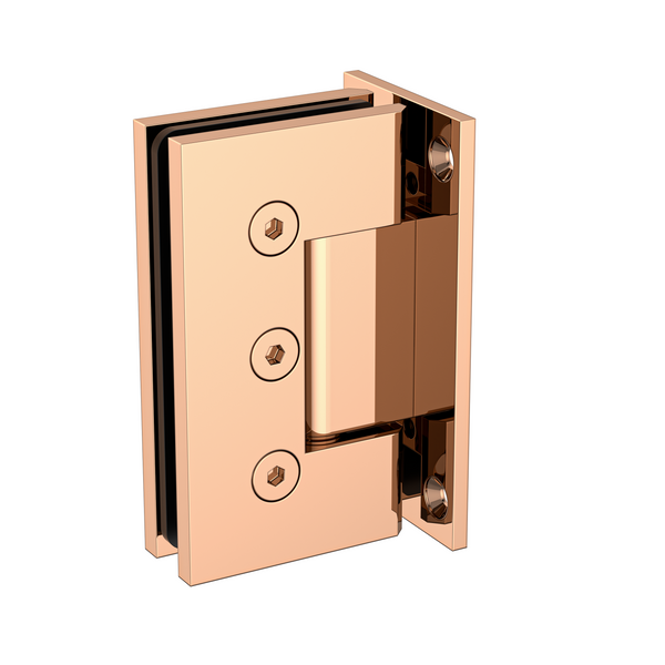 Boston Heavy Duty Large Wall to Glass Hinge with T Type Mounting Plate -Polished Rose Gold