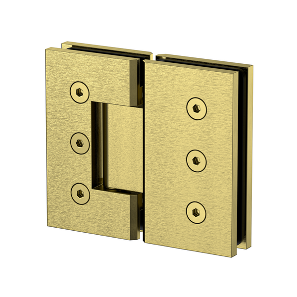 Extra Heavy Duty Large Glass to Glass 180 Degree Inline Hinge - Raw Brushed Brass