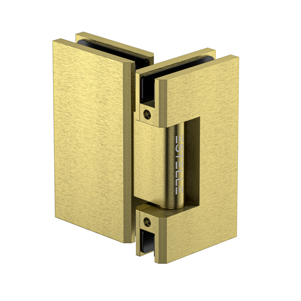 Heavy Duty Large Glass to Glass 180 Degree Inline Hinge - Raw Brushed Brass