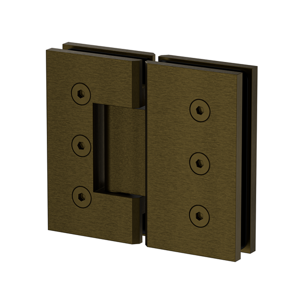 Heavy Duty Large Glass to Glass 180 Degree Inline Hinge - Antique Brass