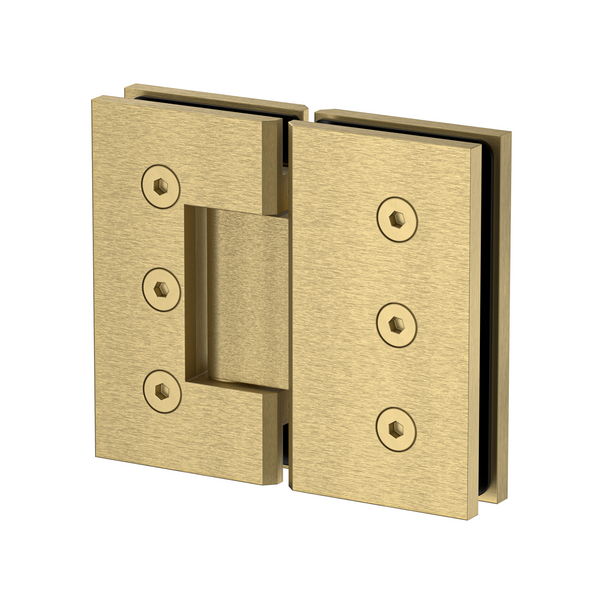 Heavy Duty Large Glass to Glass 180 Degree Inline Hinge - Soft Gold Brushed