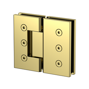 Extra Heavy Duty Large Glass to Glass 180 Degree Inline Hinge - Polished Brass