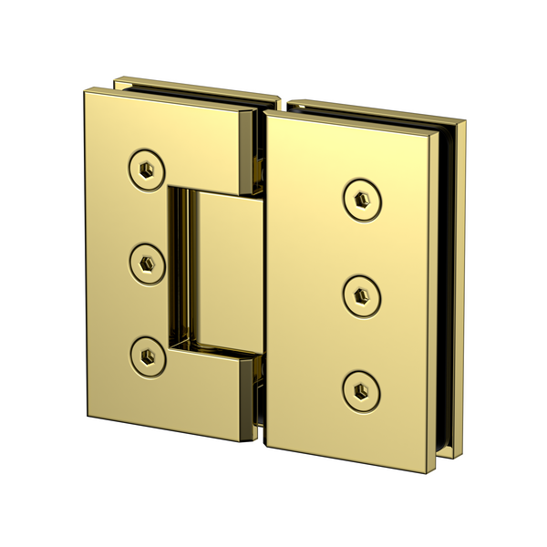 Extra Heavy Duty Large Glass to Glass 180 Degree Inline Hinge - Polished Brass