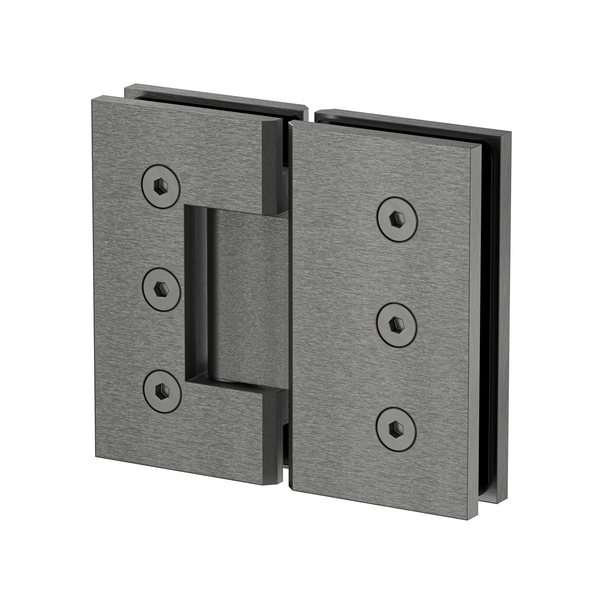 Extra Heavy Duty Large Glass to Glass 180 Degree Inline Hinge - Brushed Gun Metal