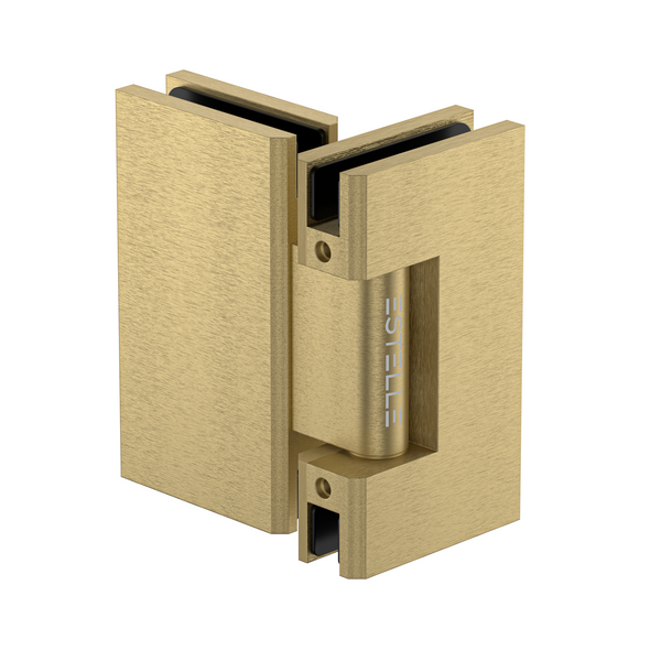 Heavy Duty Large Glass to Glass 180 Degree Inline Hinge - Soft Gold Brushed