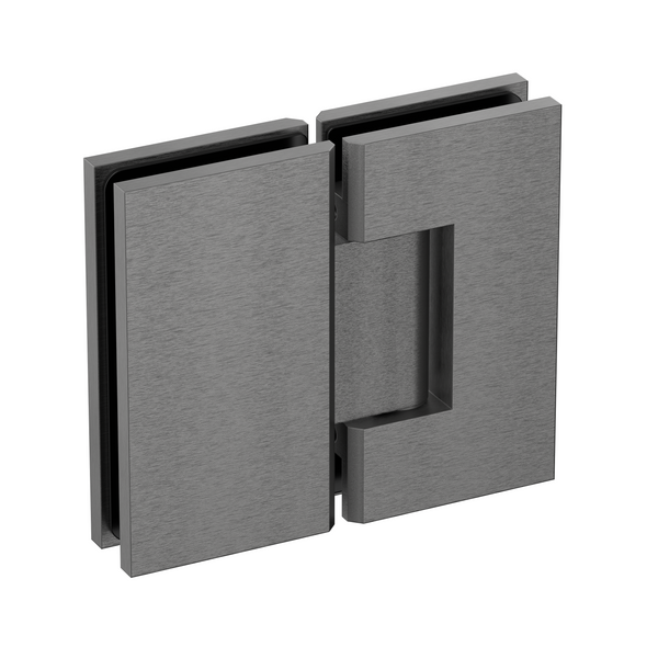 Extra Heavy Duty Large Glass to Glass 180 Degree Inline Hinge - Brushed Gun Metal