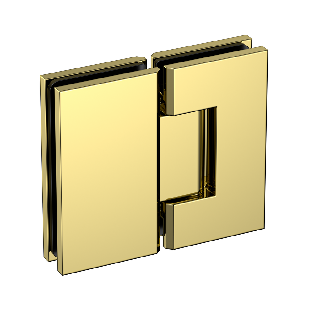 Extra Heavy Duty Large Glass to Glass 180 Degree Inline Hinge - Polished Brass