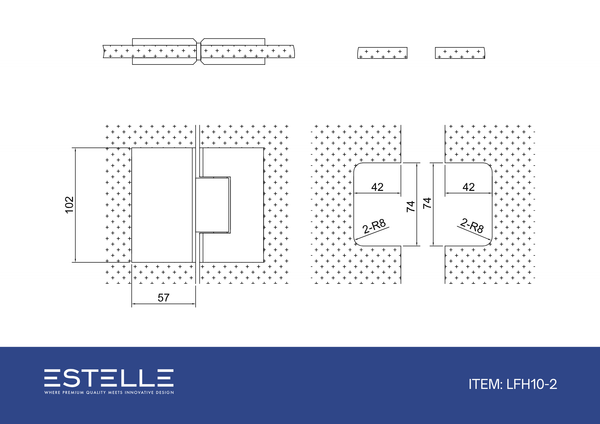 Boston Heavy Duty Large Glass to Glass 180 Degree Inline Hinge -Polished Gold