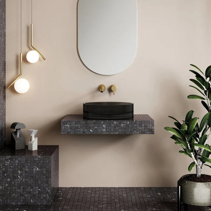 Wow V-Groove Translucency Round Above Counter Basin Morion Black