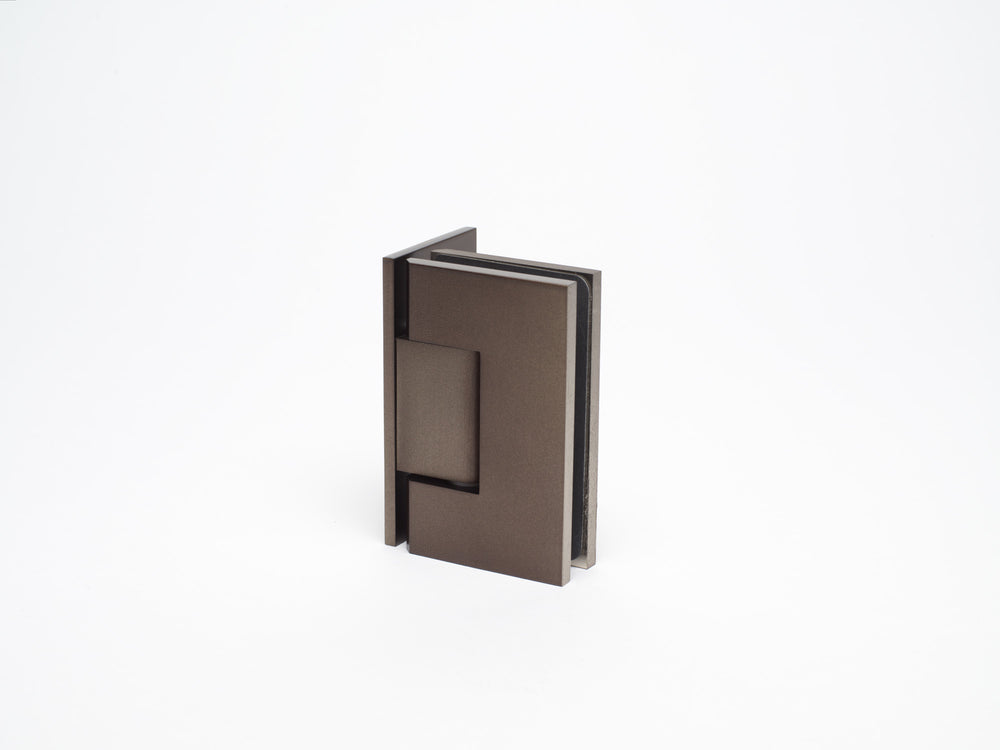 Industry Boutique Wall to Glass 90 Degree Hinge with L Type Mounting Plate - Onyx Bronze