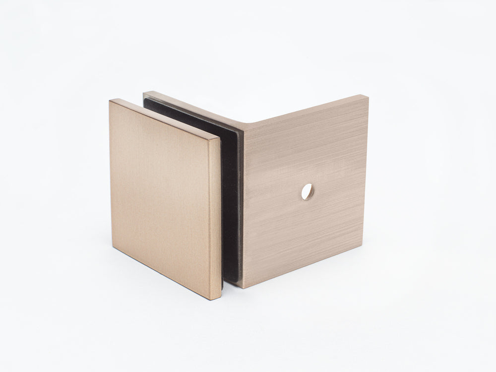 Boutique Range 90 Degree Wall to Glass Bracket - Rosé Champagne