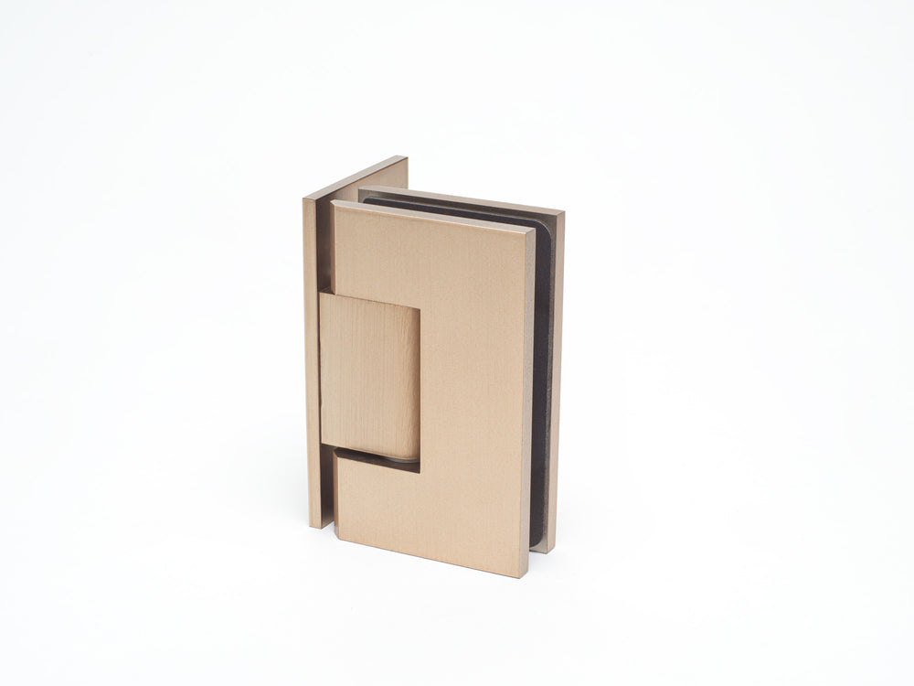 Industry Boutique Wall to Glass 90 Degree Hinge with L Type Mounting Plate - Rosé Champagne