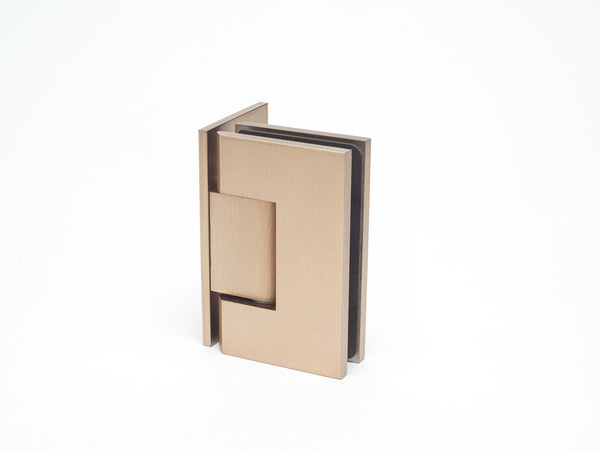 Boutique Range Wall to Glass 90 Degree Hinge with L Type Mounting Plate - Rosé Champagne
