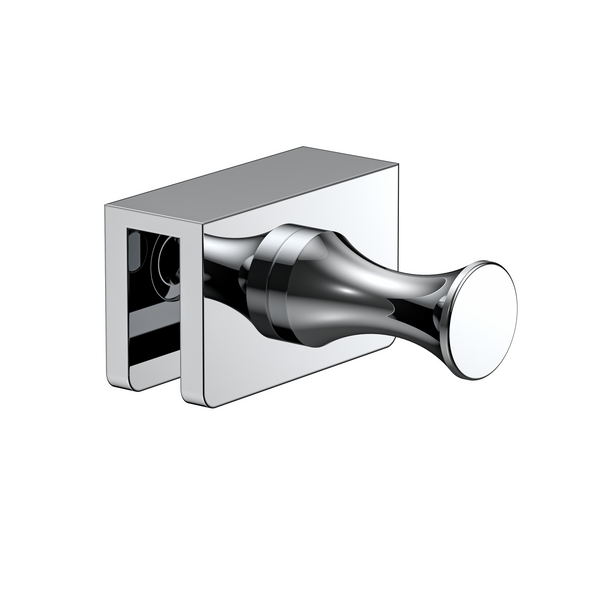 Single Glass Mounted Robe Hook with Clamp Polished Chrome