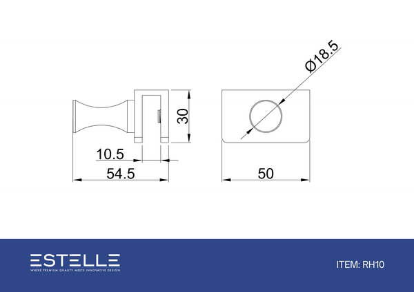 Single Glass Mounted Robe Hook with Clamp Raw Brushed Brass