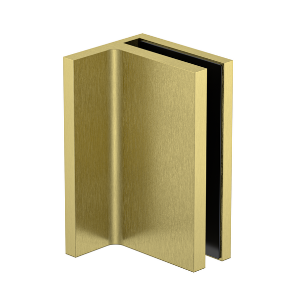 Statesman Wall to Glass Clamp with leg Raw Brushed Brass