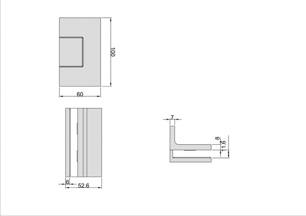 Statesman Wall to Glass Clamp with leg Brushed Brass