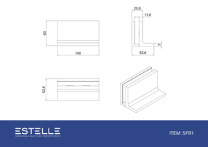Statesman  Wall to Glass Clamp with leg Matte Chrome