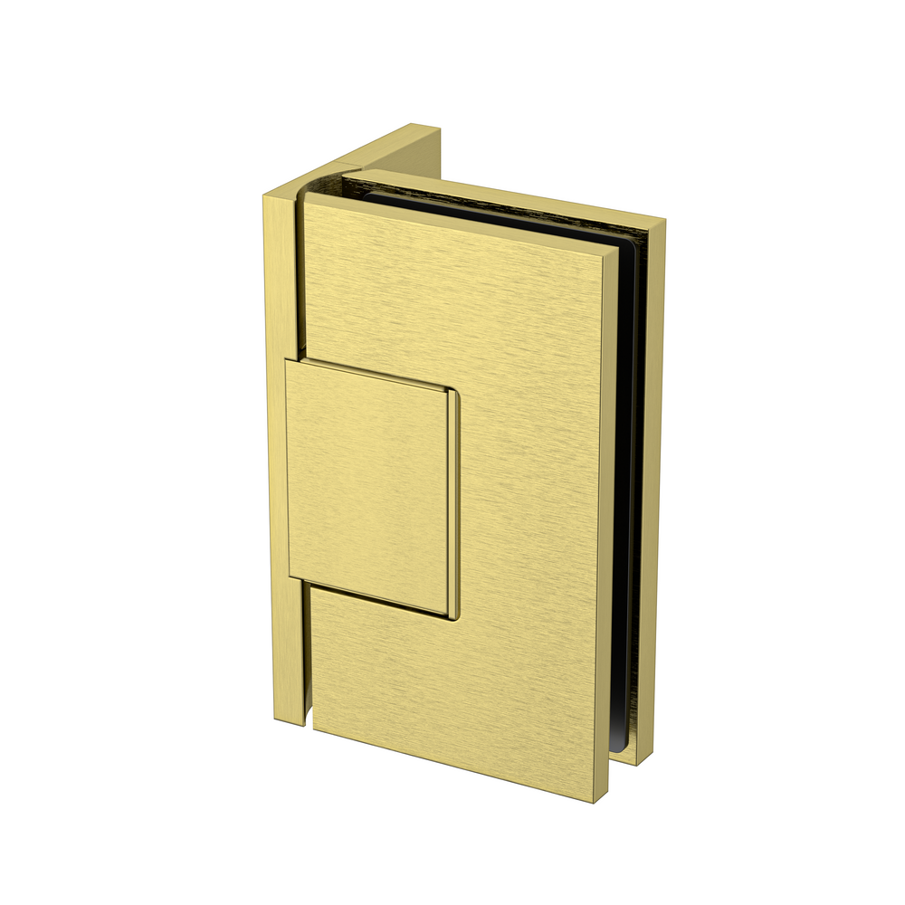 Statesman Wall to Glass Hinge with L type Mounting Plate Raw Brushed Brass